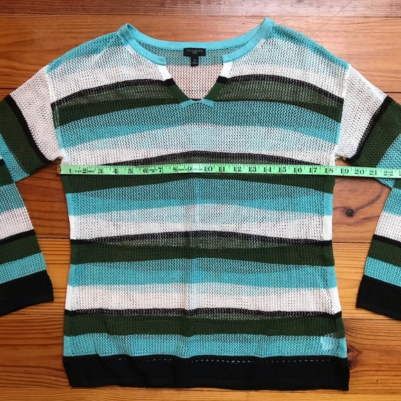 Talbots Teal Green White Striped Linen Sweater, EUC, SP - Picture 7 of 14